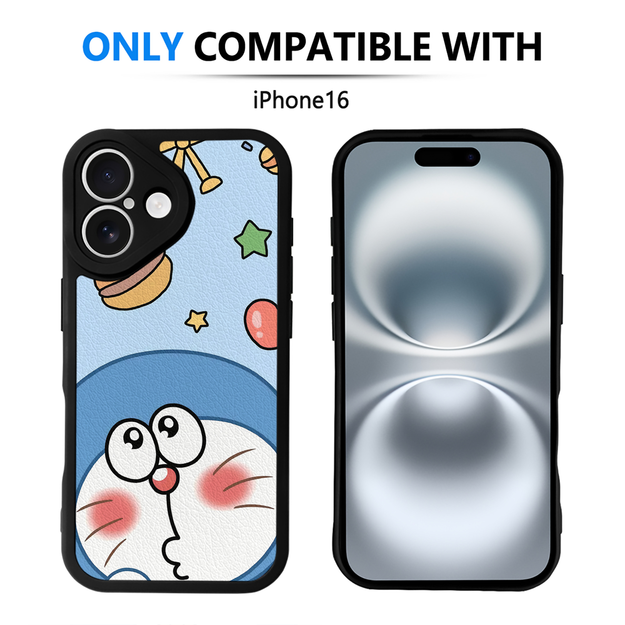 （画像用） ドラえもん Doraemon 【iPhone 16シリーズ対応】シリコンスマホケース（レザー調） 材質：シリコン